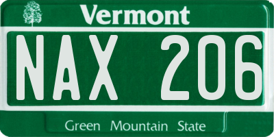 VT license plate NAX206