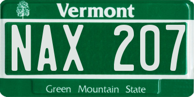 VT license plate NAX207