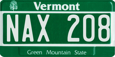 VT license plate NAX208