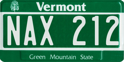 VT license plate NAX212