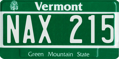 VT license plate NAX215