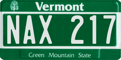 VT license plate NAX217