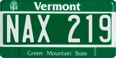 VT license plate NAX219