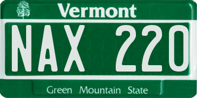 VT license plate NAX220