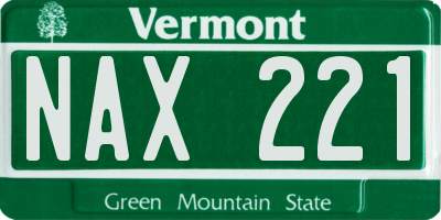 VT license plate NAX221