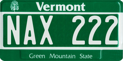 VT license plate NAX222
