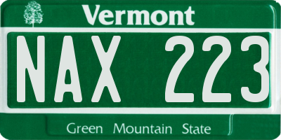 VT license plate NAX223