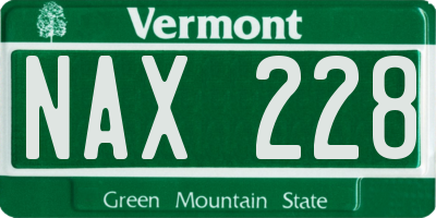 VT license plate NAX228