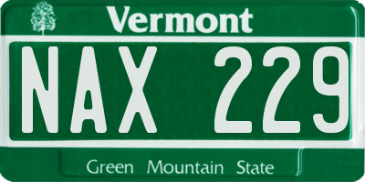 VT license plate NAX229