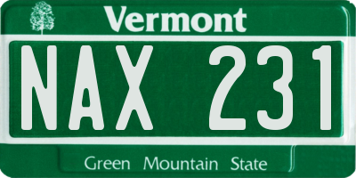 VT license plate NAX231