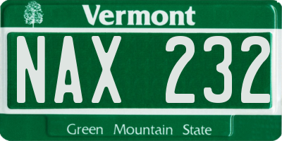 VT license plate NAX232