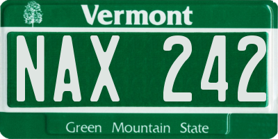 VT license plate NAX242