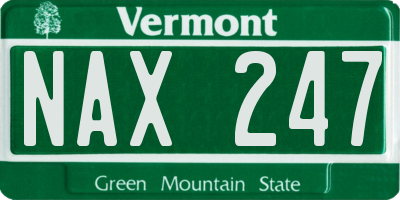 VT license plate NAX247