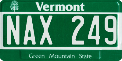VT license plate NAX249