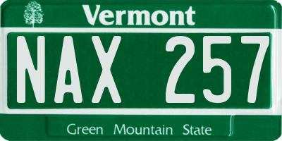 VT license plate NAX257