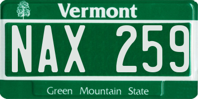 VT license plate NAX259