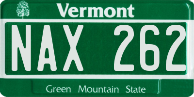 VT license plate NAX262