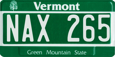 VT license plate NAX265