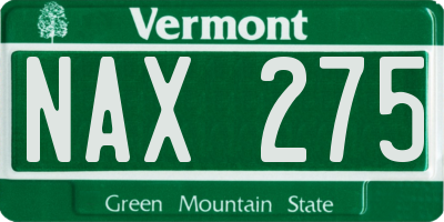 VT license plate NAX275