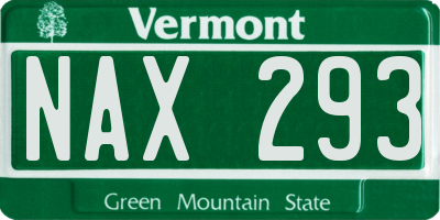 VT license plate NAX293
