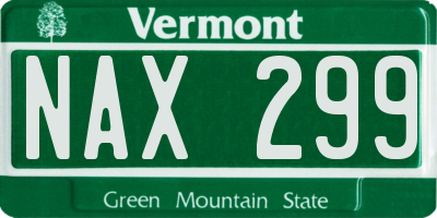 VT license plate NAX299