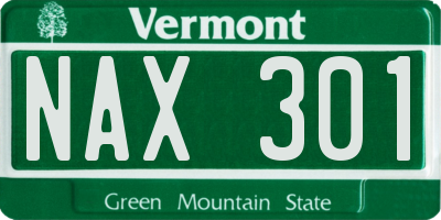 VT license plate NAX301
