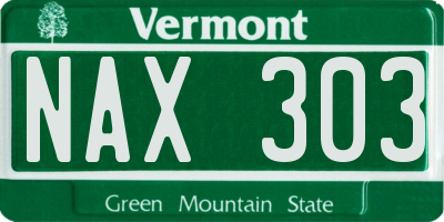 VT license plate NAX303
