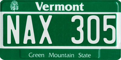 VT license plate NAX305