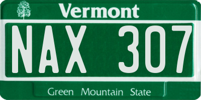 VT license plate NAX307