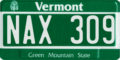 VT license plate NAX309