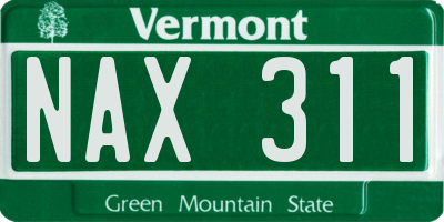 VT license plate NAX311