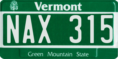 VT license plate NAX315