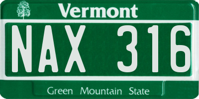 VT license plate NAX316