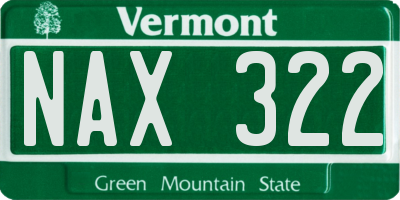 VT license plate NAX322