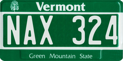 VT license plate NAX324