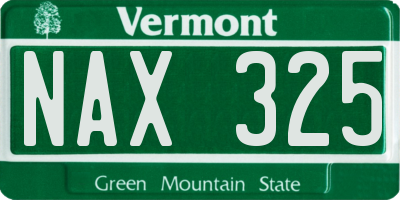 VT license plate NAX325