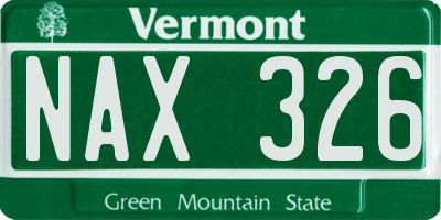 VT license plate NAX326