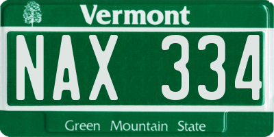 VT license plate NAX334