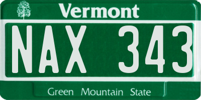 VT license plate NAX343