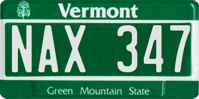 VT license plate NAX347