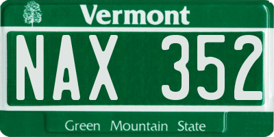 VT license plate NAX352