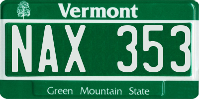 VT license plate NAX353