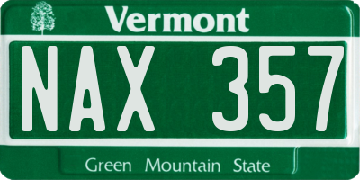 VT license plate NAX357
