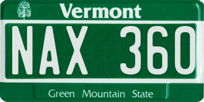 VT license plate NAX360
