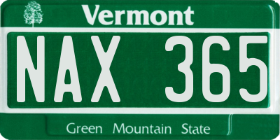 VT license plate NAX365