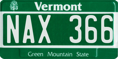 VT license plate NAX366