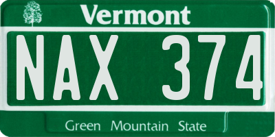 VT license plate NAX374