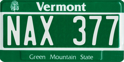 VT license plate NAX377