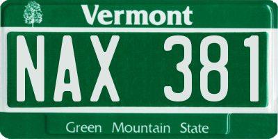 VT license plate NAX381