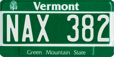 VT license plate NAX382